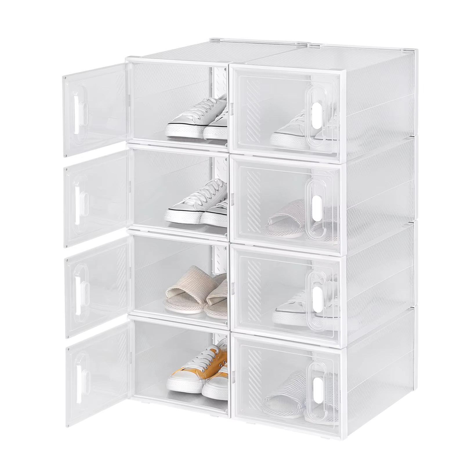 Dustproof Shoes Organizers 8/12/18pcs Shoe Rack Cabinet Transparent Storage Foldable Stackable Plastic Toy Boxes with Lid