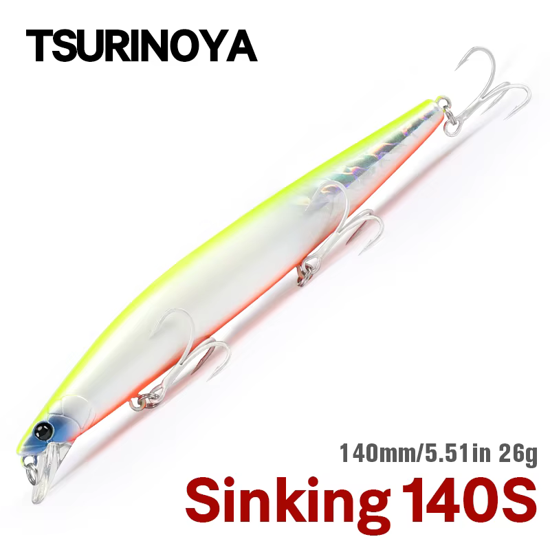 TSURINOYA 140mm 26g STINGER 140S Tungsten Weight System Sinking Fishing Lures Minnow Long Casting  Jerkbait Hard Baits Seabass