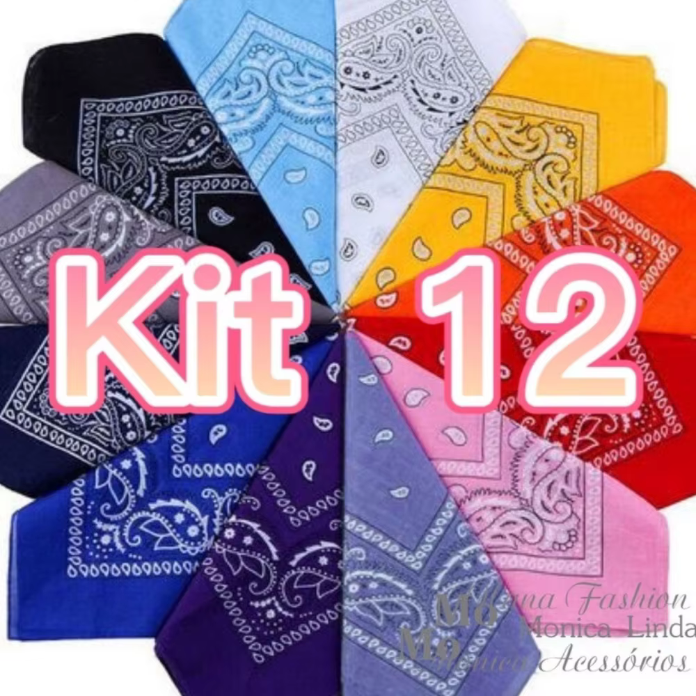 Kit 12 Bandanas Printed Scarf-Fashion Rock-Polyester