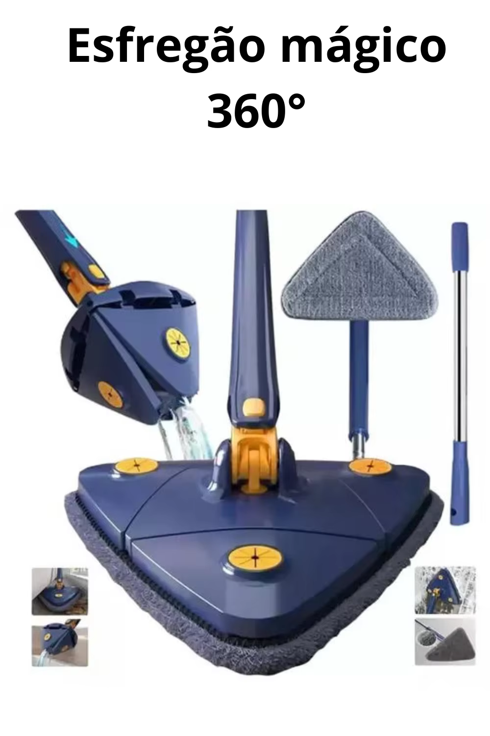 Cleaning Mop Adjustable Triangle Swivel 360 °