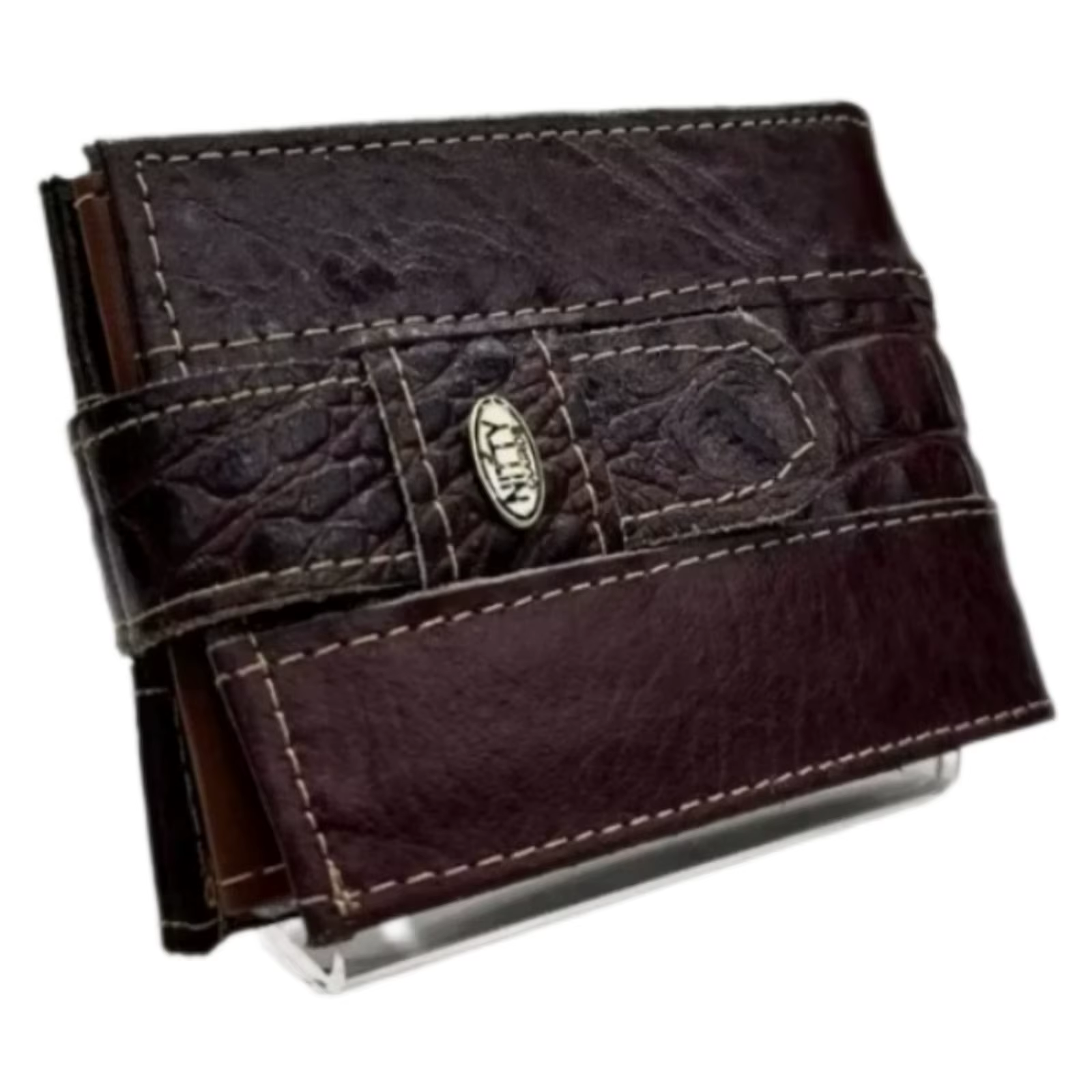 Black and Brown Nitty Wallet Men's Wallet Leather with Button and Card Door