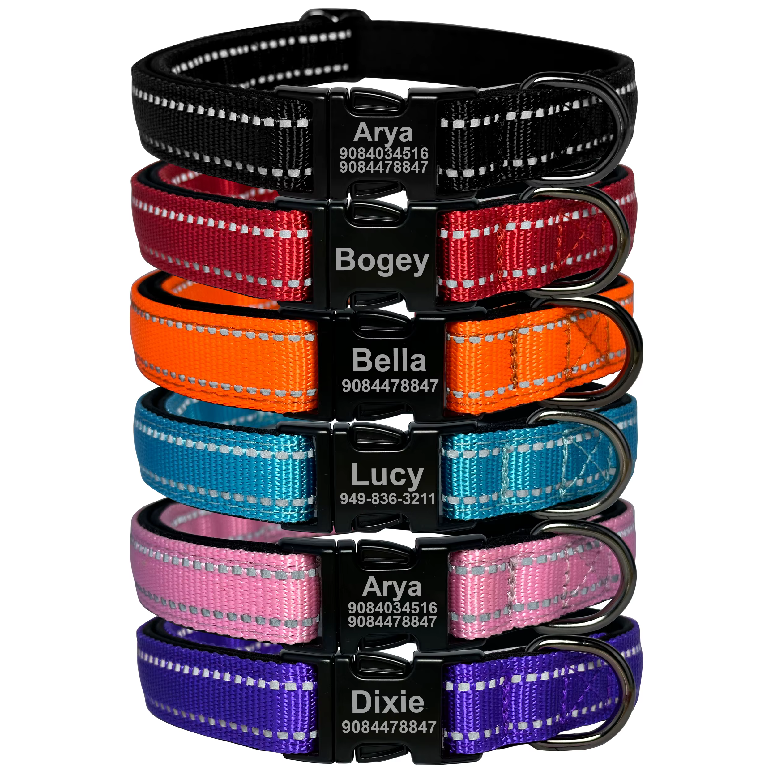 Personalized Dog Collars for Dogs, Custom Reflective Dog Collar with Name Plate, Padded Pet Collar with Engraved on ID Tags,