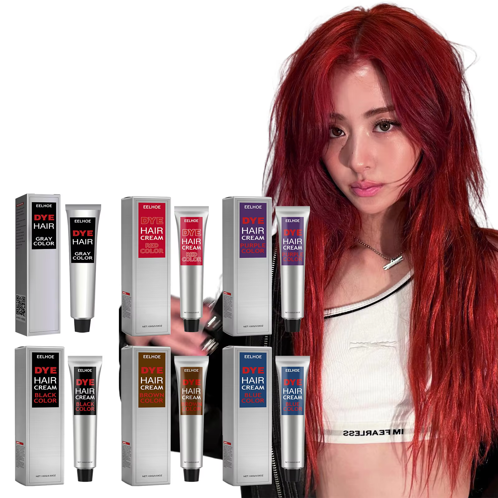 Eelhoe 100g Semi-Permanent Hair Dye Cream Silver Gray Black Brown Red Purple Blue Modeling Hurtless Fashion Instant Dye Cream