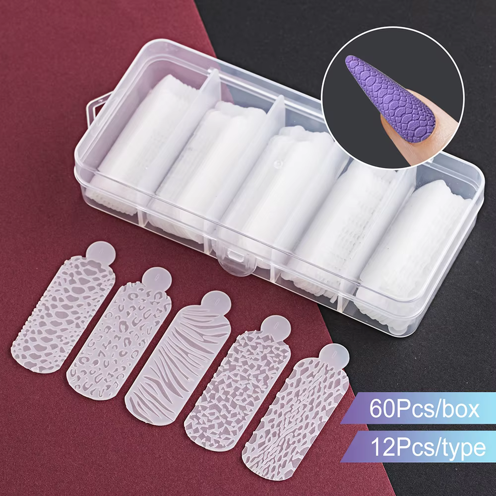 TP 60pcs Reusable Soft Silicone Pads Stencil French Forma Sticker for Poly Nail Gel Duet System Dual Form for French Manicure