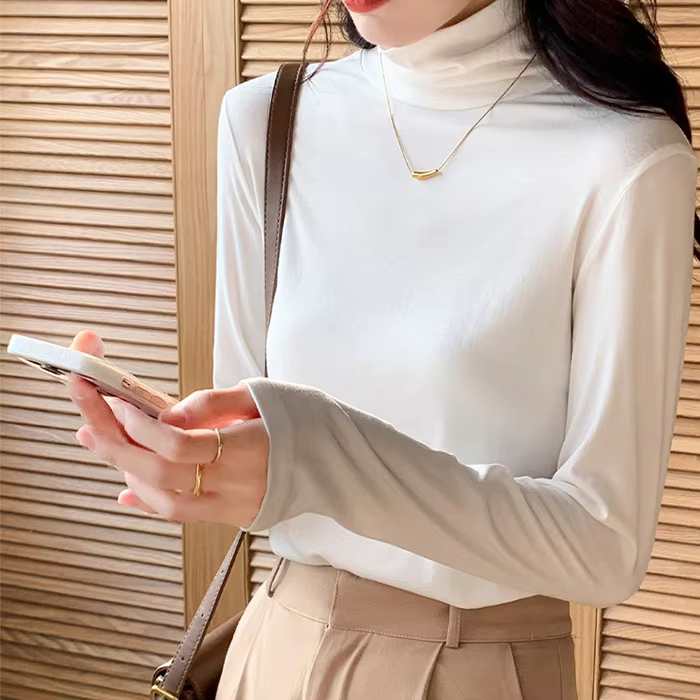 Women Long-sleeved T-Shirt Thin Neck Polas Panboard T-Shirt