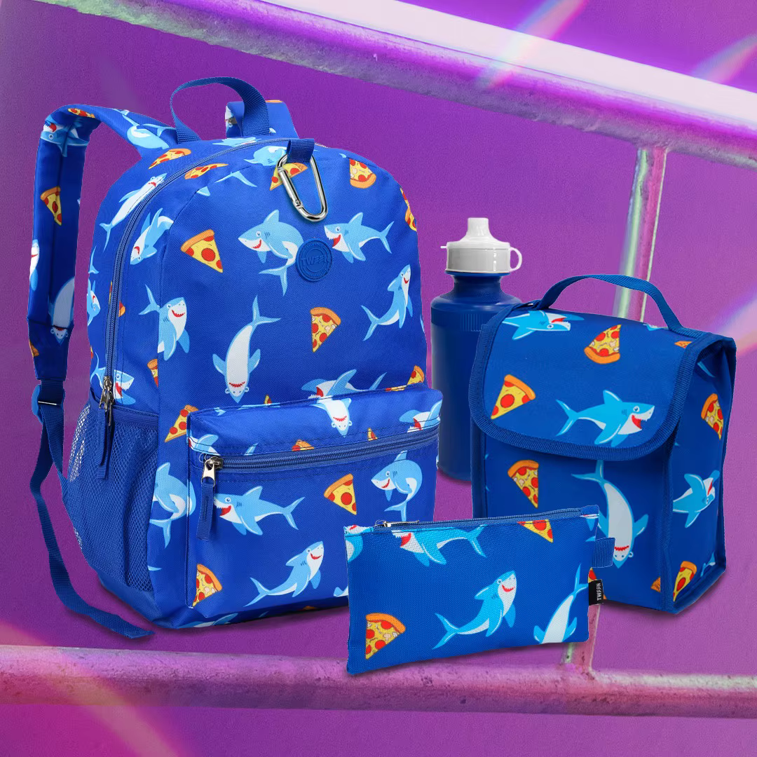 School Backpack Kit Children's Backpack School Boy Back Big Fish with Lunch Bag stock bottle mi40462