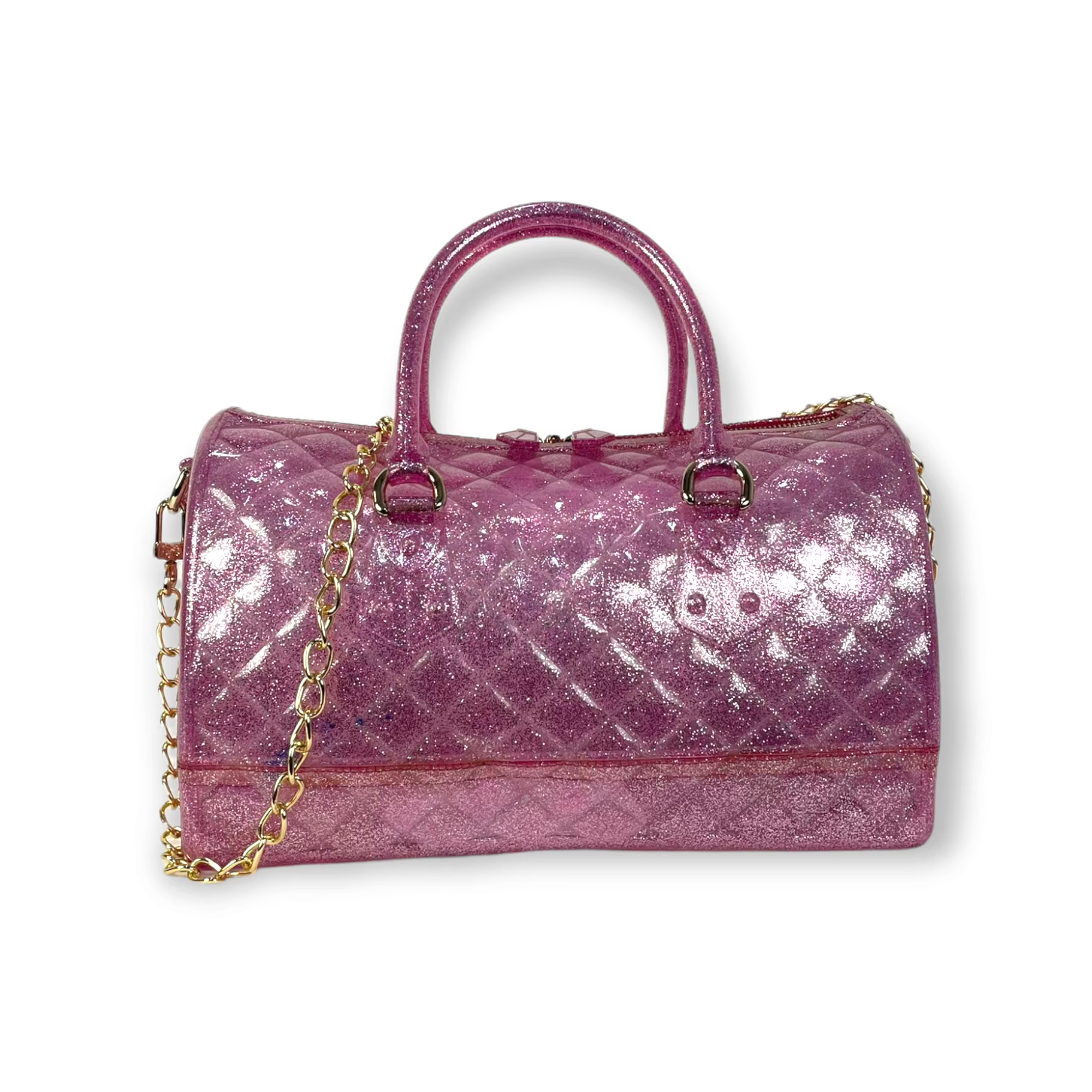 GORETT-women's silicone bag, large capacity, with gold shoulder chain, metallic glitter and glitter Bag