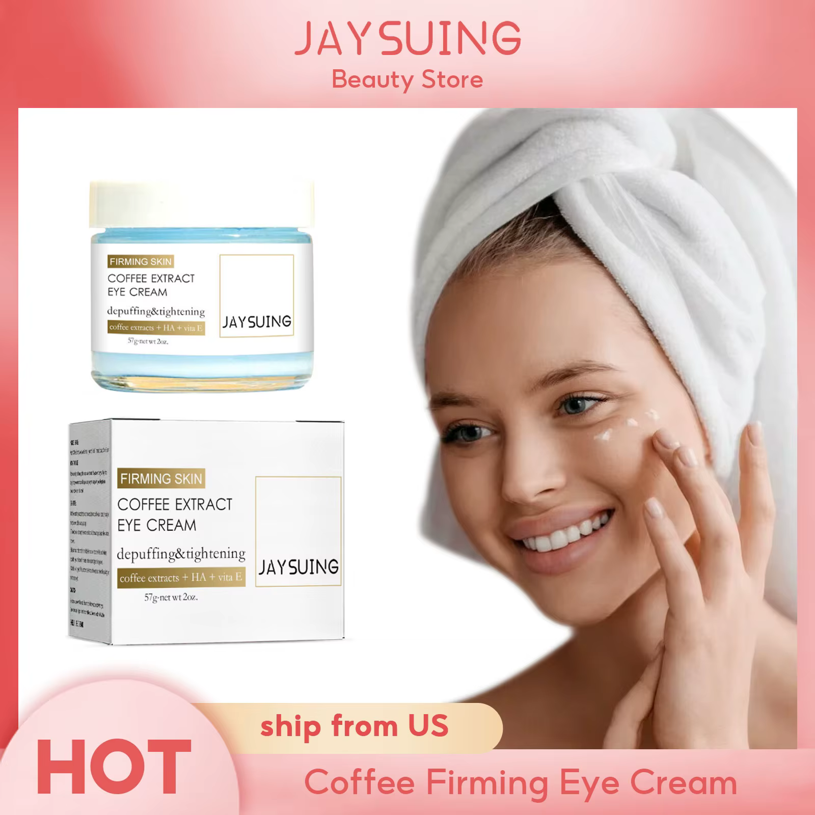 Firming Skin Eye Cream High Quality Depuffing and Tightening Coffee Extract Diminishing Fine Lines & Dark Circles for Eye Care