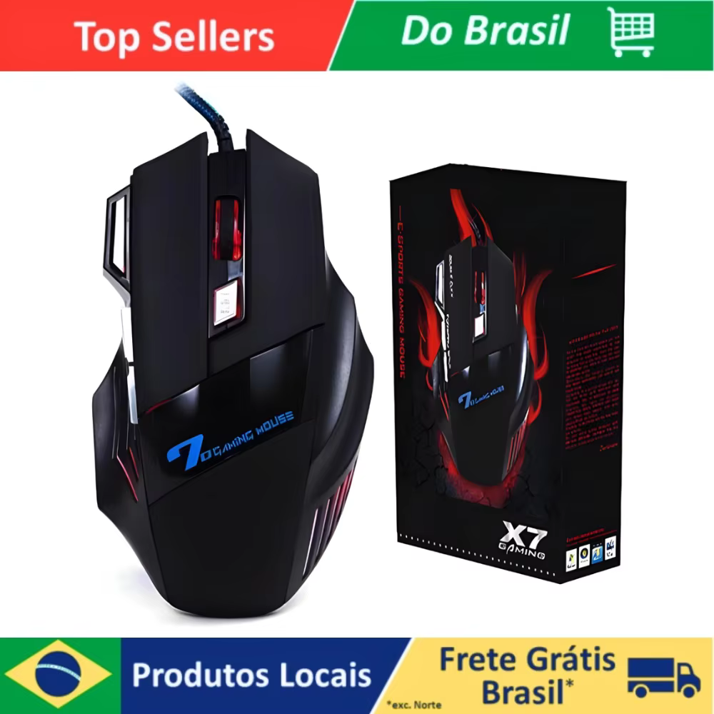 Mouse Gamer Laser Led Usb 7 Botões Profissional