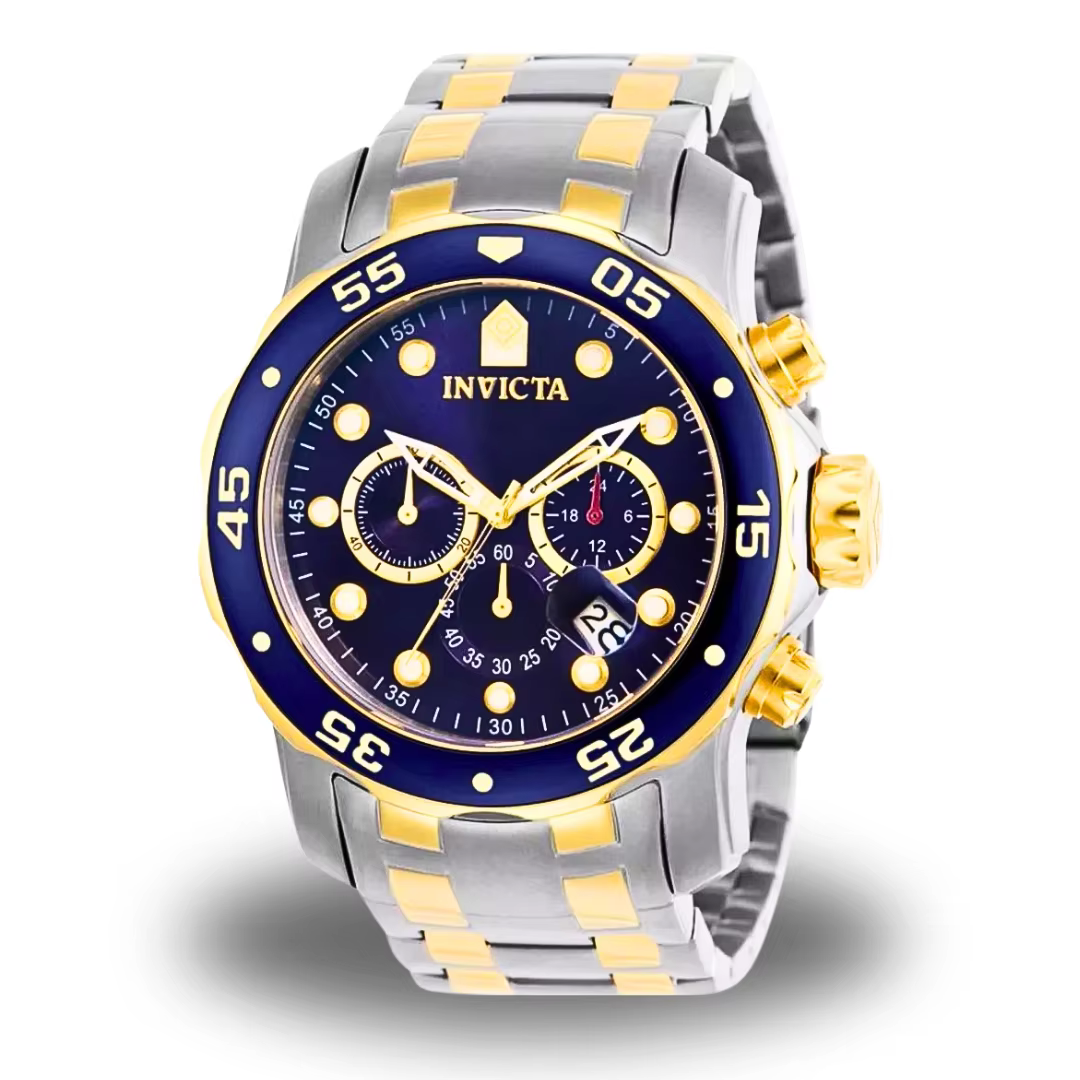 Invicta Pro Diver 0077 Luxo Banhado a Ouro 18K Caixa Especial + 2 Brindes À Prova D'Água Brilho Duradouro e Estilo Exclusivo