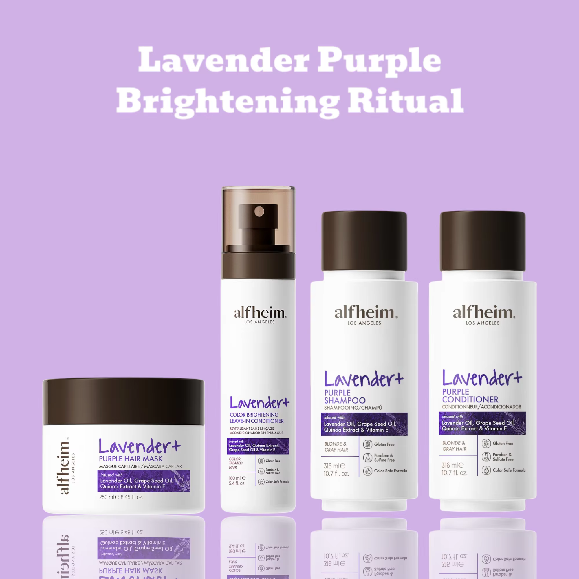 Lavender+ Purple Shampoo, Conditioner, Hair Mask & Leave-In Spray Set