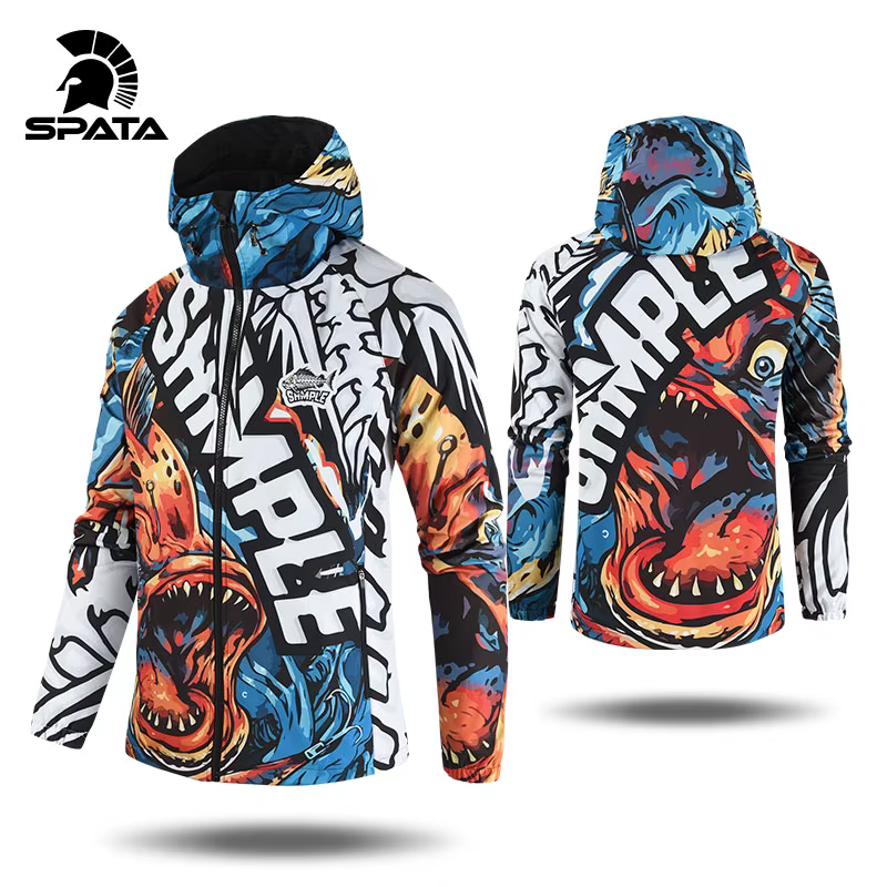 SPATA 2024 New Windbreaker Waterproof Breathable Hoodie Long Sleeve Single Thick Fishing Coat Autumn Winter Thermal Men Outwears
