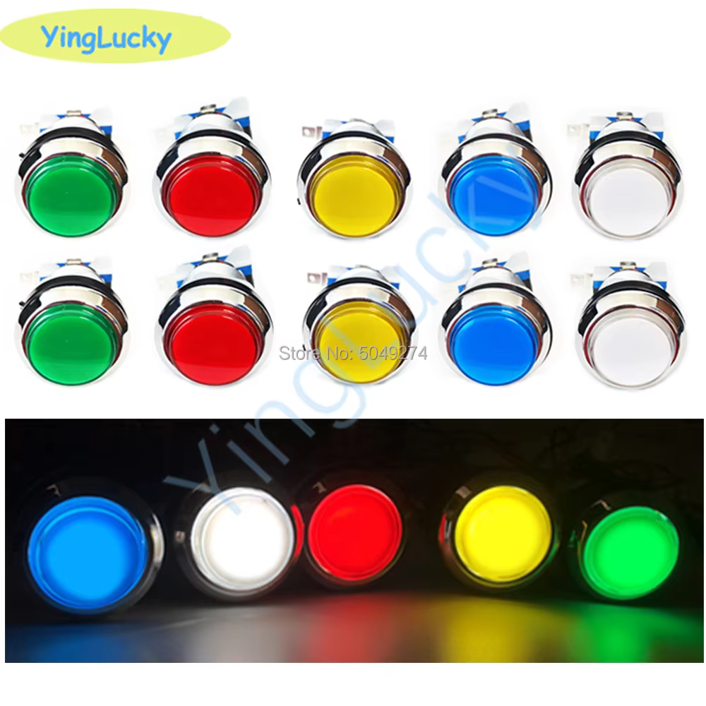 8pcs led Arcade button kit luminescent silver 12v 33mm button for arcade jamma pandora box enclosure