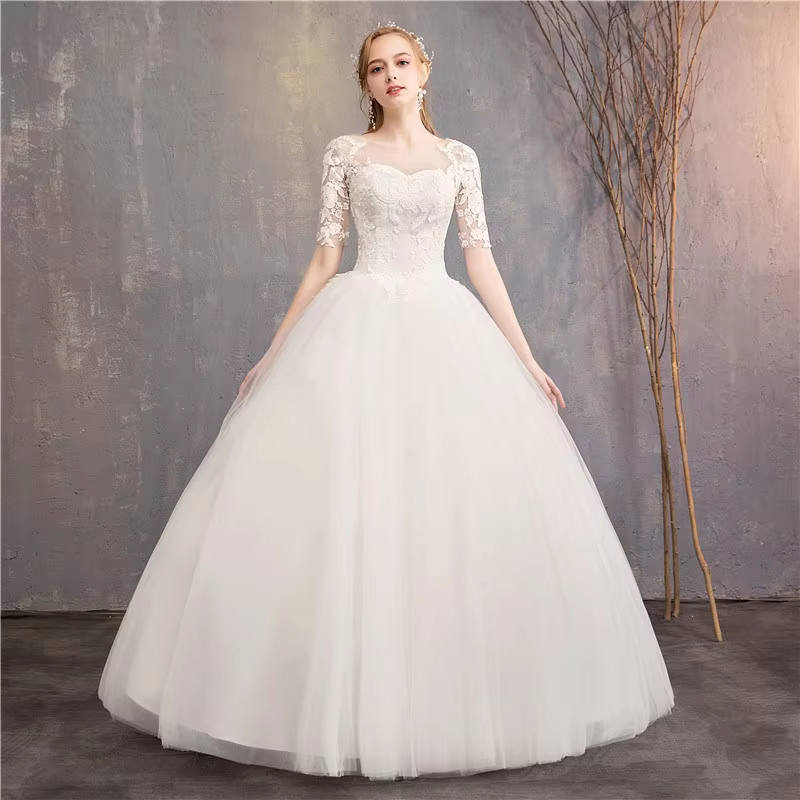 Wedding Dress 2024 New Cheap Half Cap Sleeve Princess Illusion Wedding Dresses Can Custom Made Vestido De Noiva Customized