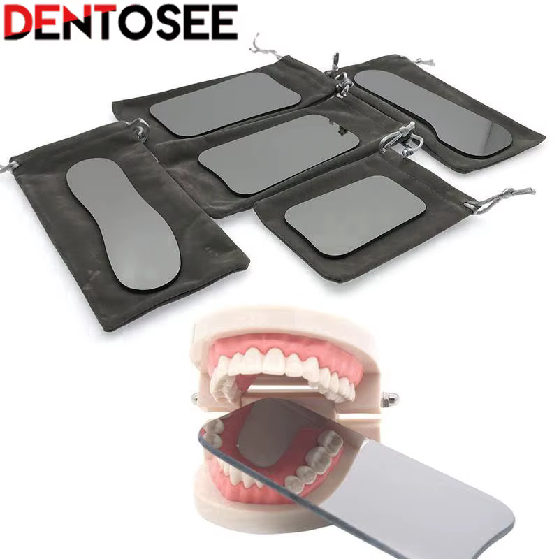 5Pcs Dental Intraoral Photographic Glass Mirror Rhodium Occlusal 2-Side Reflector 1Set