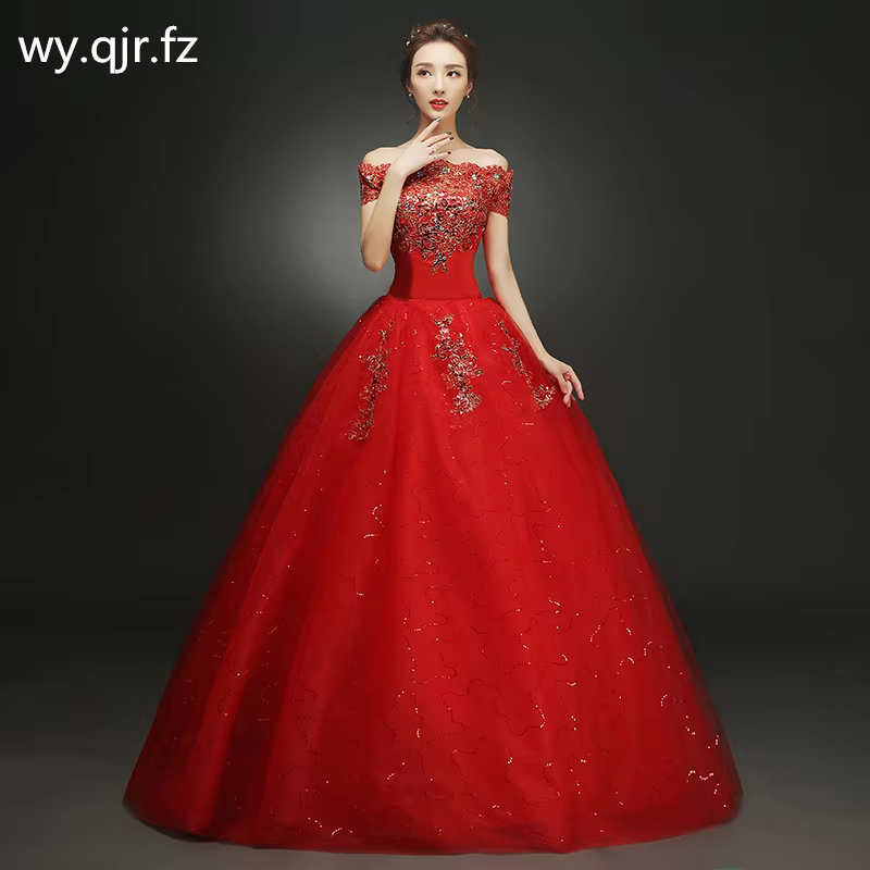 XXN-24#Sleeveless Red Wedding Dress Embroidered Lace on Net Floor-Length Lace Up Ball Gown Custom Size Cheap Wholesale Dresses