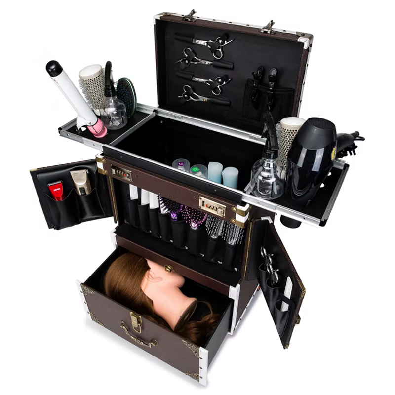 Hot!New Men/Women Trolley Cosmetic case,Nails Makeup Toolbox,Vintage Beauty Salon Box,Fashion Rolling Luggage Trolley Suitcase
