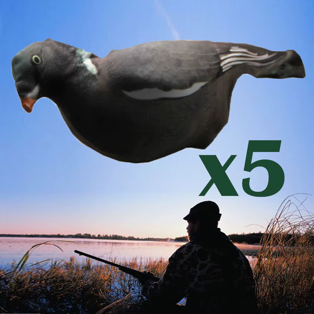 5Pcs Hunting Decoy Pigeon Cover 3D Realistic Flexible Fabric Full Body White Wing Dove Decoy Fake Bird Bait Hunting Accessory