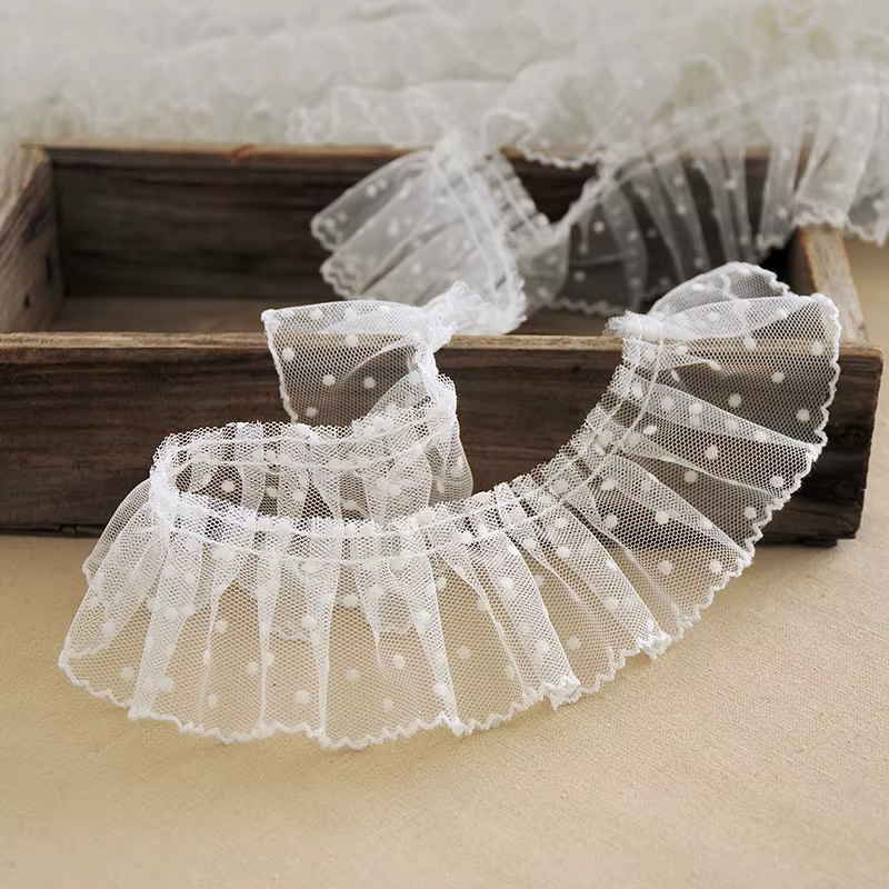 6CM Wide Modern Wavelet Pleated Mesh Yarn Three-dimensional Lace Dress Hair Accessories Boots Bag Pet Decoration