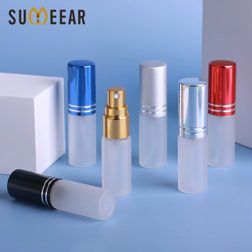 100 Pcs/Lot 5ml Frosted Glass Bottle Colour Perfume Atomizer Spray Bottle Pump Portable Travel Container Cosmetic for Gift