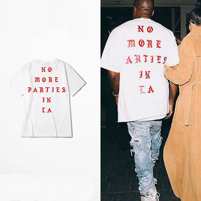 2023 New Hip Hop T-shirt Kanye West I feel Like Paul 100% Cotton tshirts NO MORE PARTIES IN LA T SHIRTS Men Women Tee Tops