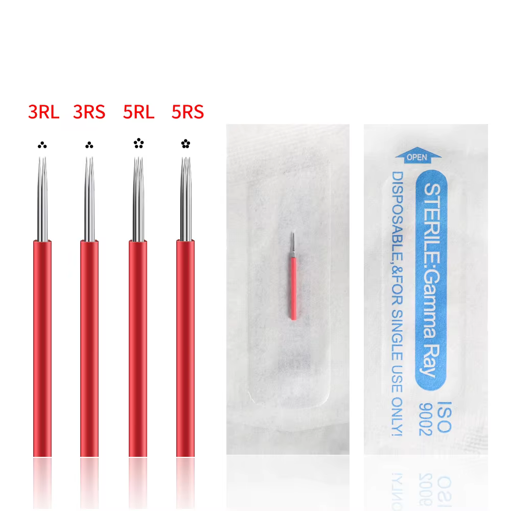100pcs Tattoo Eyebrow Needles 3R/3RS/5R/5RS Stainless Steel 0.25mm for Manual Pen Permanent Makeup Microblading Eyebrow Pen