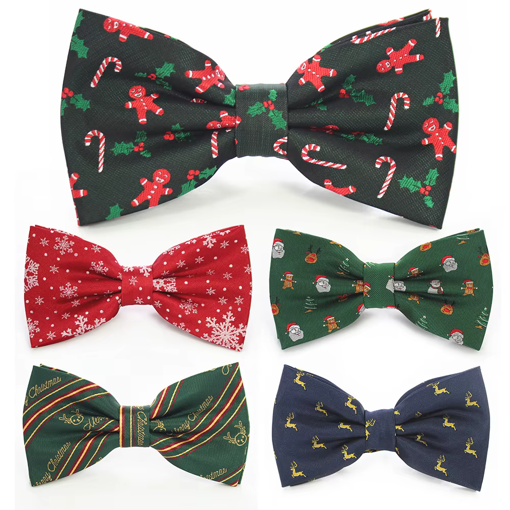 JEMYGINS Christmas Bow Ties for Mens Shirt  Snowflake Christmas Tree Pattern Men Silk Bow Tie  Christmas Party Gift