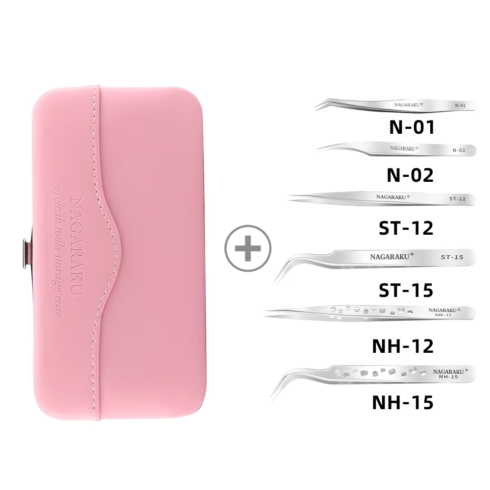 NAGARAKU Tweezers  Eyelash Extension Set Kit Great Precision Stainless Steel Mega Volume  fans Pick up Eyelash Application Tools