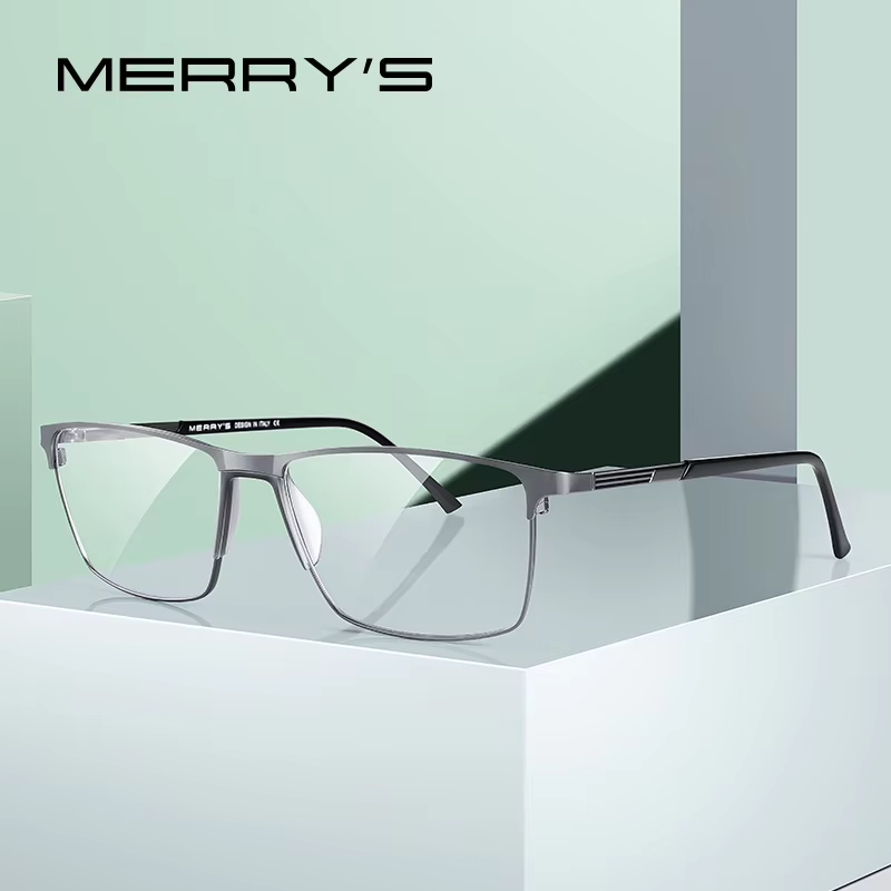 MERRYS DESIGN Men Titanium Alloy Glasses Frame Business Style Male Square Ultralight Eye Myopia Prescription Eyeglasses S2170