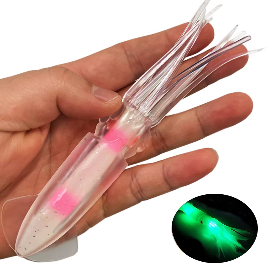 3pcs 6" Octopus Lures Glow in Dark Luminous Bulb Squid Soft Trolling 0.705oz Squid Offshore Lures Bait Fishing Tackle Saltwater