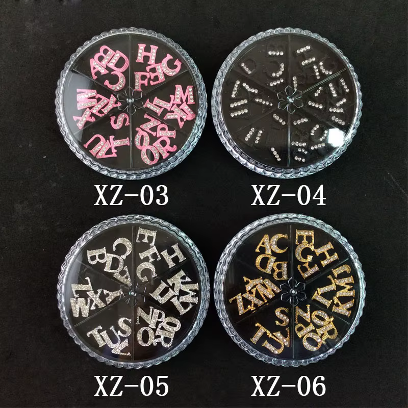 New 26 Letters/wheel 3D flash diamond Alloy Nail art Decoration Golden/Silver/Pink/Black Metal English Letter Manicure Supplies