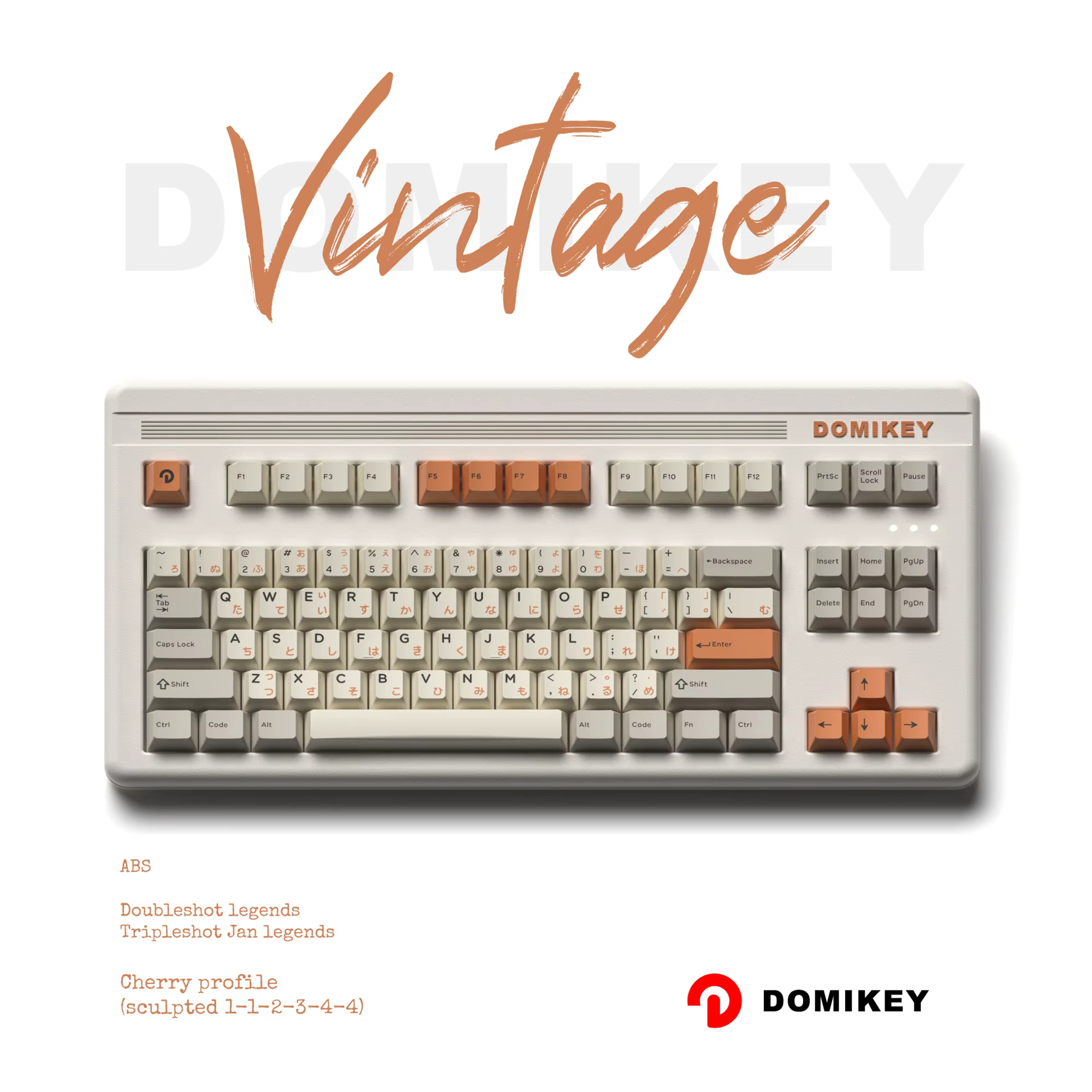 Domikey Vintage All in One Cherry Profile abs doubleshot keycap for mx stem keyboard 87 104 gh60 xd64 xd68 BM60 BM65 BM68 Retro