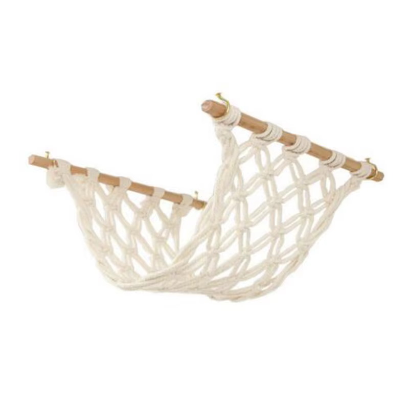 Macrame Fruit Hammock for Kitchen Under Cabinet,Veggie Hammock Fruit Holder Net and Hook for Hanging Fruit Basket