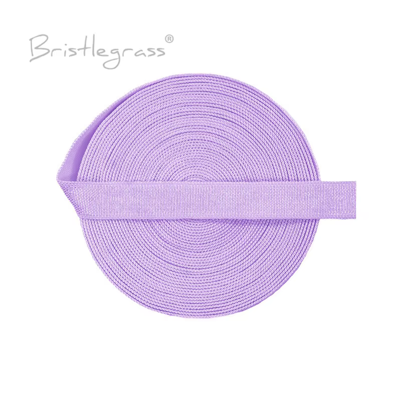 BRISTLEGRASS 2 5 10 Yard 3/8" 10mm Solid Shiny Non-foldover Elastics Spandex Satin Bands Headband Bra Strap Lingerie Sewing Trim