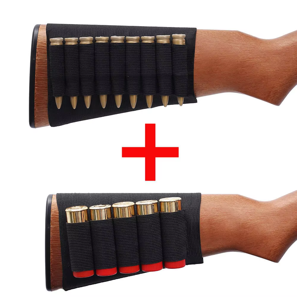 2X Shotgun & Rifle Butt Stock AMMO HOLDER Bullet Gun Sleeve Shell Hunting Pouch