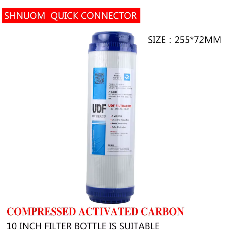 10 Inch Water Purifier Filter UDF/GAC Granular Activated Carbon Osmosis Kitchen Water Purifier Part Flat Pressure Filter Element