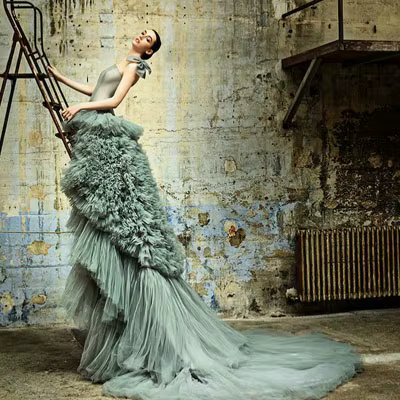 Chic Bridal Ruffled Puffy Tulle Dresses 2020 Women Sweetheart With Train Long Prom Gown For Photo Shoot Evening Formal Dress