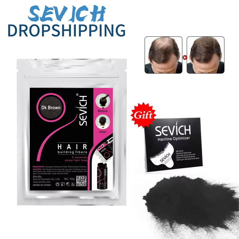 Sevich 100g Hair Fibers Comb Keratin Hair Building Fiber Powder Refill Hair Growth Fiber Hairline Black Brown Hair Loss Products