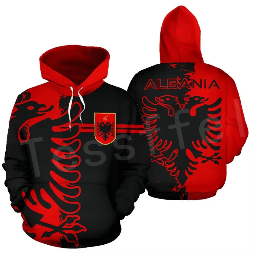 Tessffel Newest Country Flag Albania Symbol Funny NewFashion Men/Women Tracksuit zipper Jacket 3Dprint Casual Funny Hoodies B-15