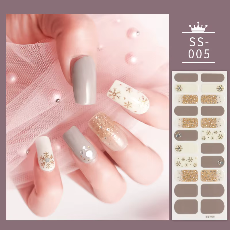 Snowflake Golden Nail Stickers Nail Accesoires Colorful Nail Decoration Self Adhesive Designed Nail Art Stickers for Nails