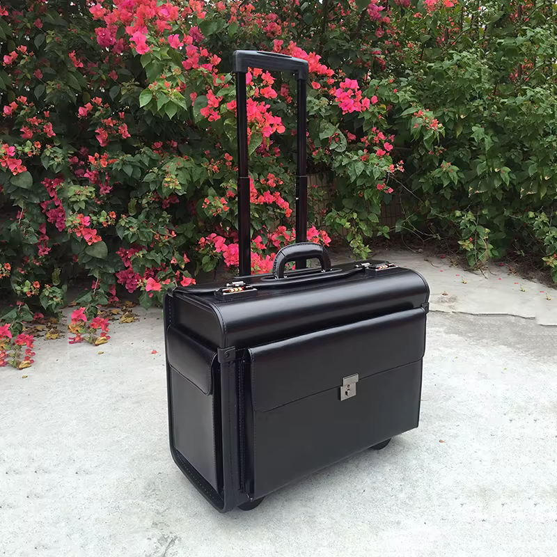 Captain Pilot Trolley Luggage Genuine Leather Flight Suitcase Flight Attendant Air Case Lawyer Business Check-in Box 18/19 Inch