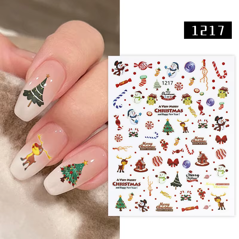 Drop Shipping Snowflakes Nails Stickers Fashion Colorful Self-adhesive Nail Art Decor Stickers for Nails Christmas Nail Sticker