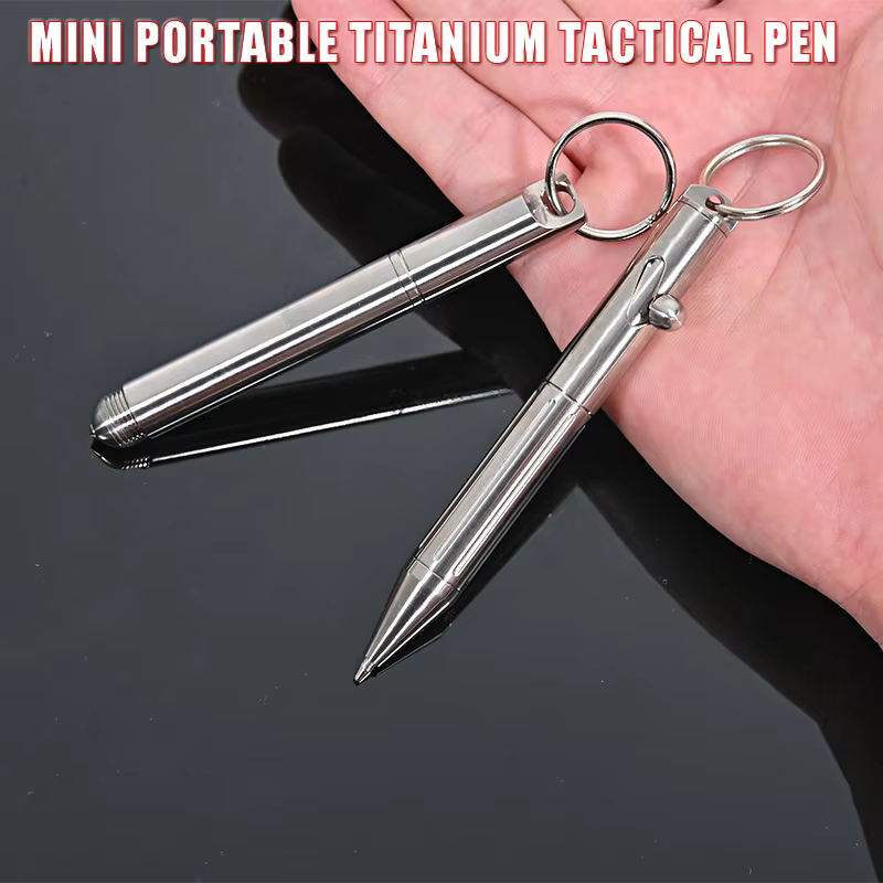 Mini Titanium Tactical Pen Self Defense Outdoor EDC Tool Keychain Pocket Business Writing Pen Collection Metal Pen Gift Box