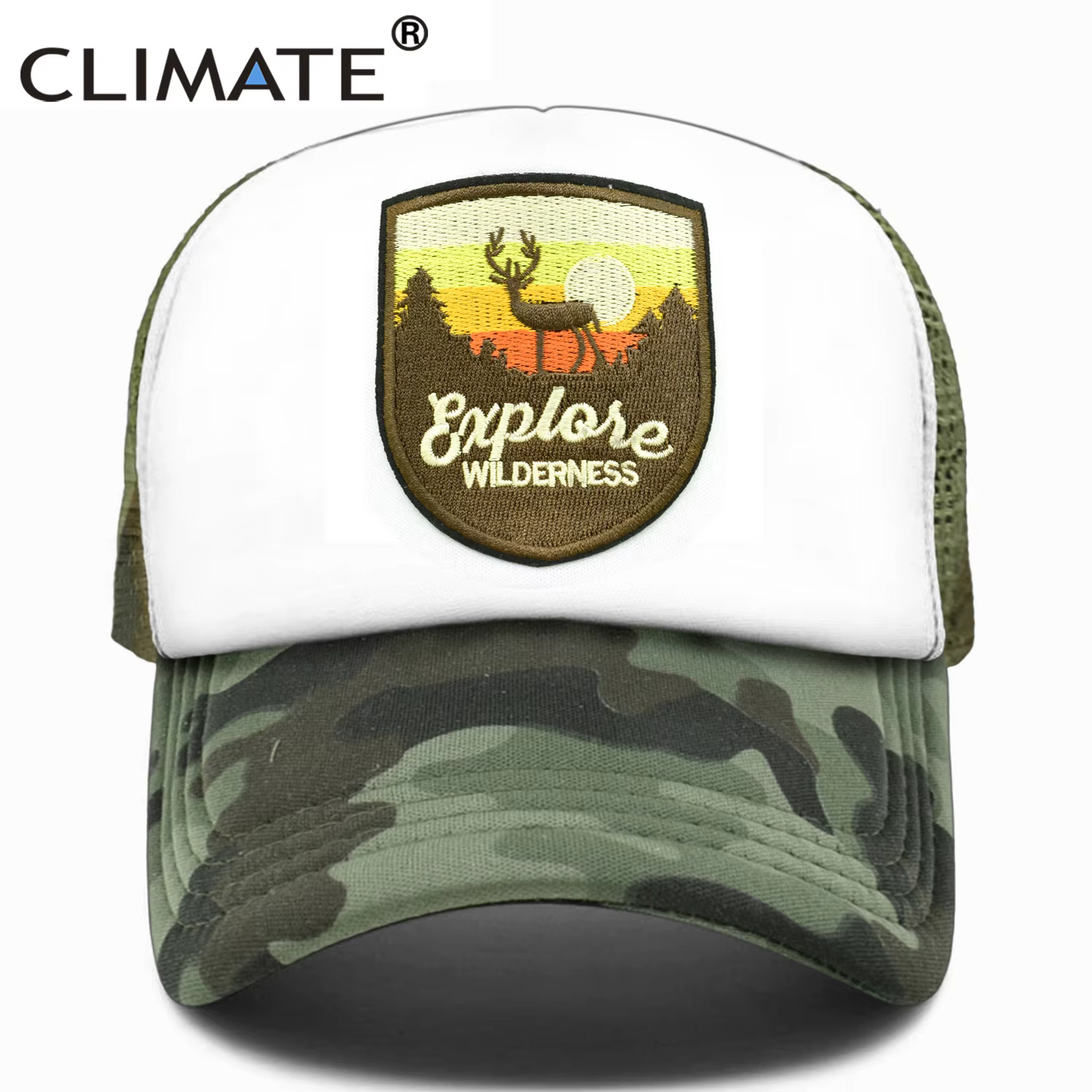 CLIMATE Explore Trucker Cap  Wilderness wildlife Camouflage Cap for Outdoor Exploration Baseball Cap Summer Cool Mesh Caps