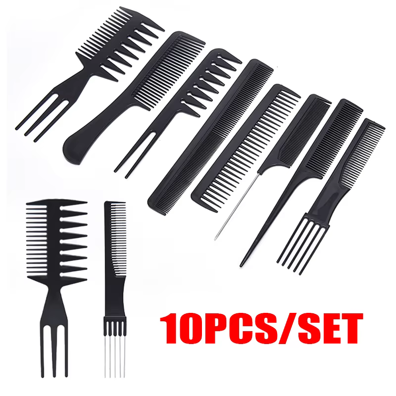 10PCS/set Makeup Barber Haircare Styling Tool Set Anti-static Hairdressing Combs Multifunctional Hair Design Hair Detangler Comb