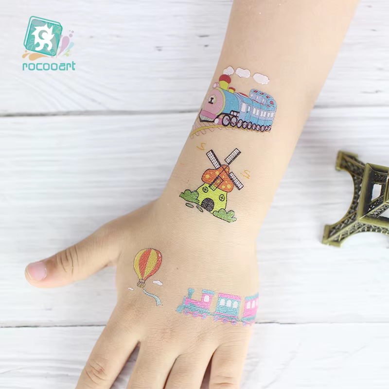 1Sheets Vehicle Temporary Tattoo Small Cars Helicopter Train Steamship Hot Air Balloon Kid  Waterproof  Fake Tattoo Sticker