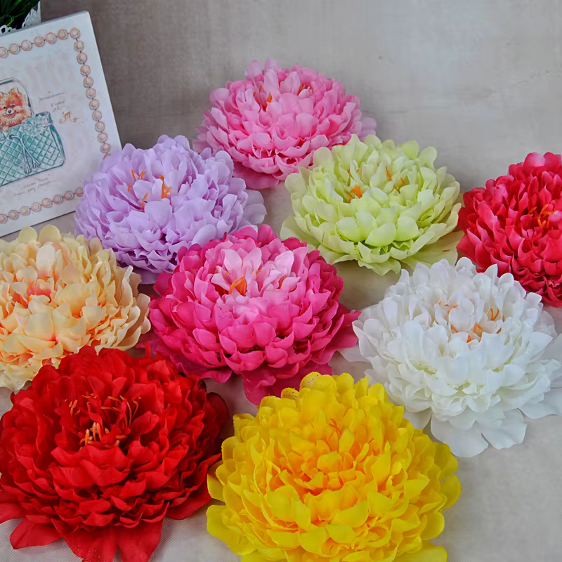 10pcs Artificial Peony Flower Heads DIY Wedding Wreath Home Hotel Background Wall Decoration Fake Flower Multicolor
