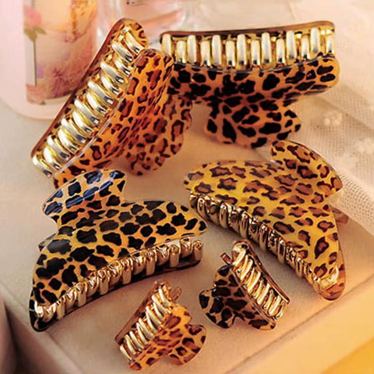 Sale Fashion Women Acrylic Hair Claws Fashion Leopard Hair Clip Hair Claws Hair Accessories Headwear