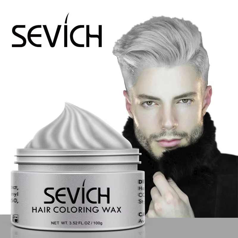 Sevich Temporary Hair Color Wax Men Diy Mud One-time Molding Paste Dye Cream Hair Gel for Hair Coloring Styling Silver Grey 120g