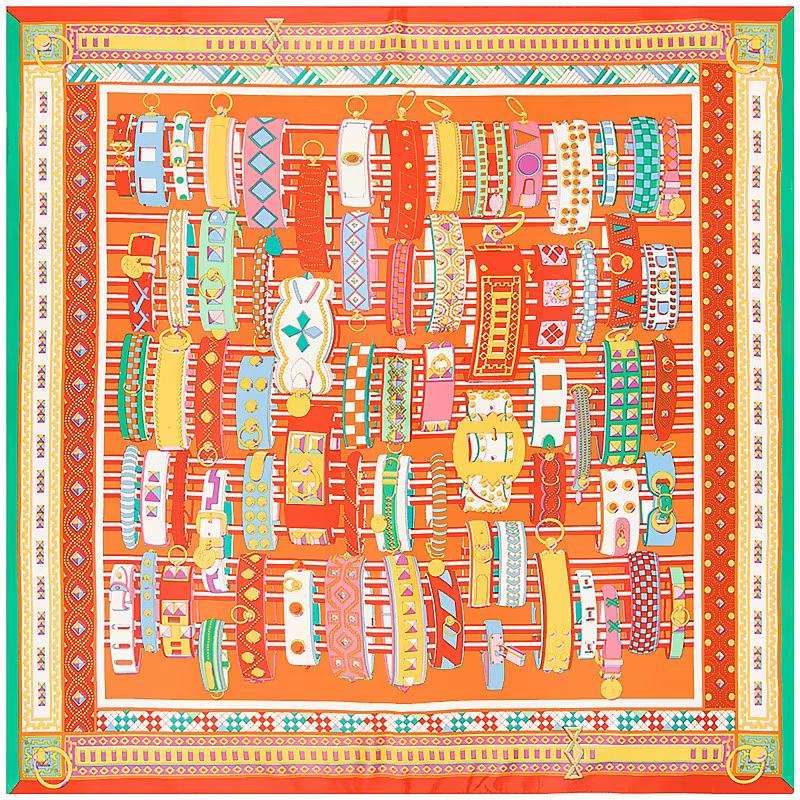 POBING 100% Silk Scarf Women Square Scarves Wrap 2017 Bracelet Belt Print Neckerchief Female Foulard Silk Hijab Lady Bufandas